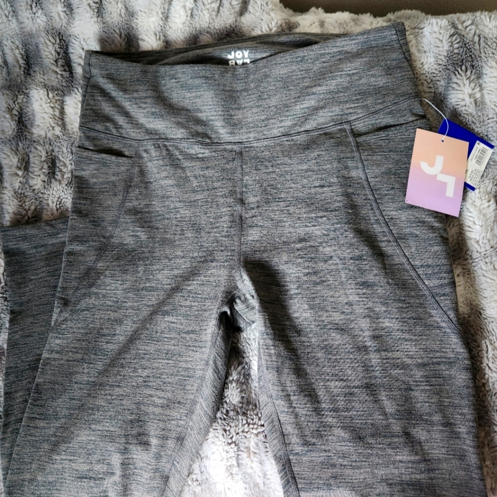 Joy Lab Women's NWT XL Grey Fleece Gym Stretchy Comfort High Waisted Leggings